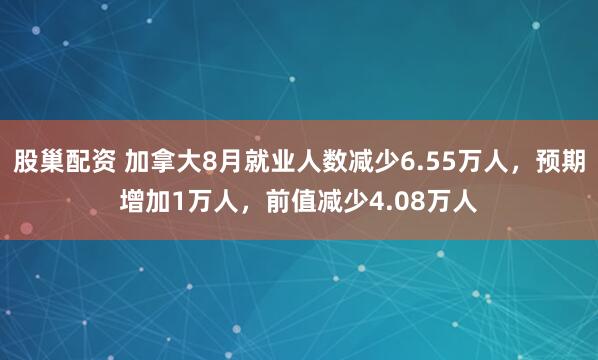 股巢配资 加拿大8月就业人数减少6.55万人，预期增加1万人，前值减少4.08万人